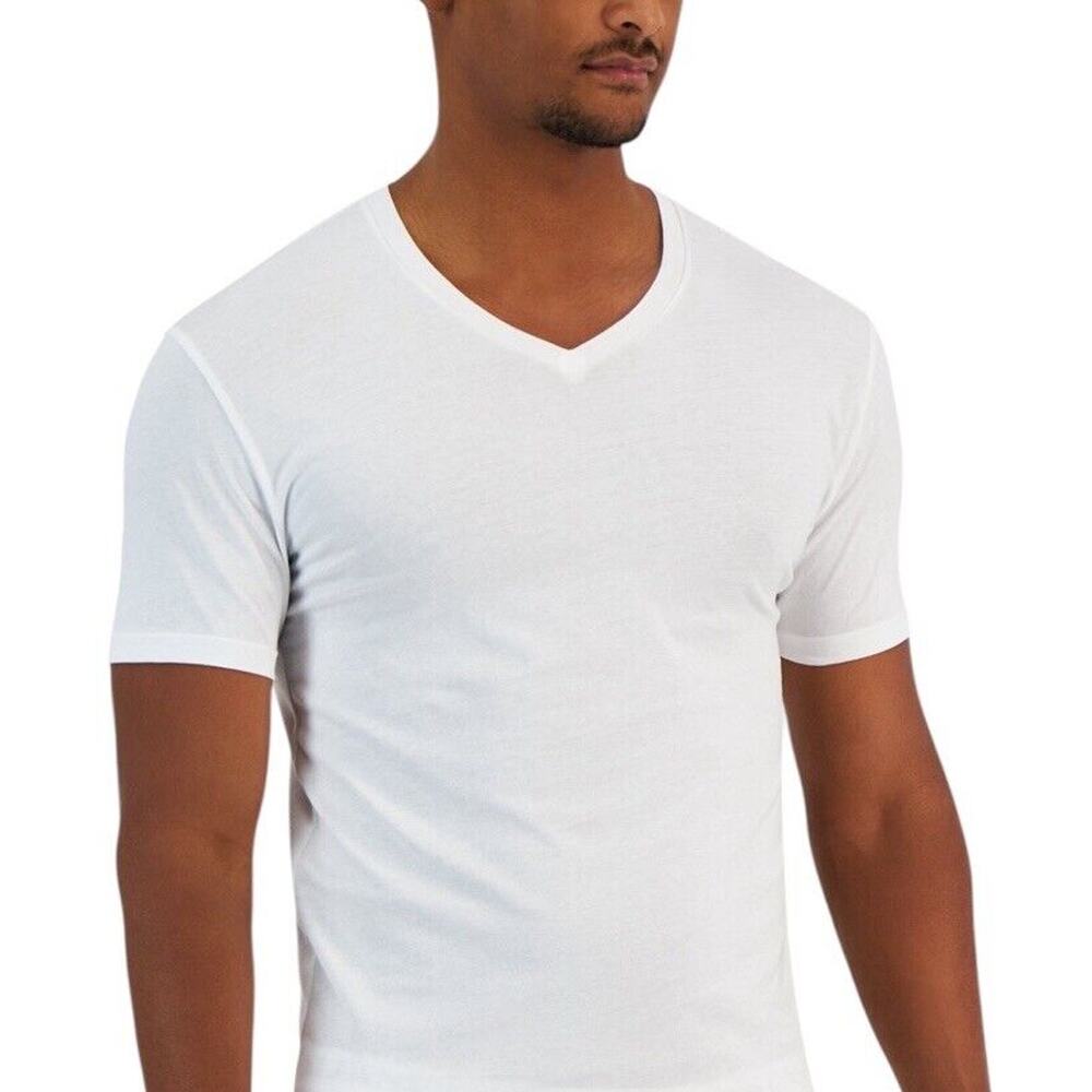 ALFANI 4-PACK COTTON V-NECK REGULAR FIT White T-SHIRTS SIZE XL